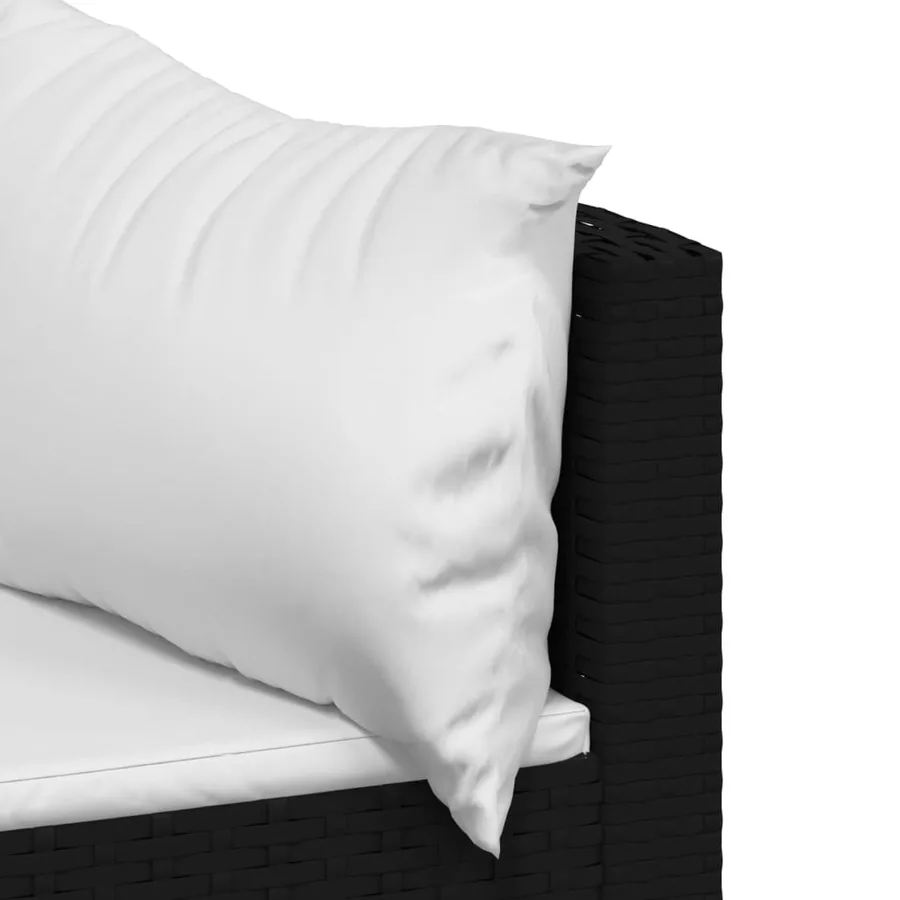 Salon de jardin 4 pcs avec coussins Noir Résine tressée - 6