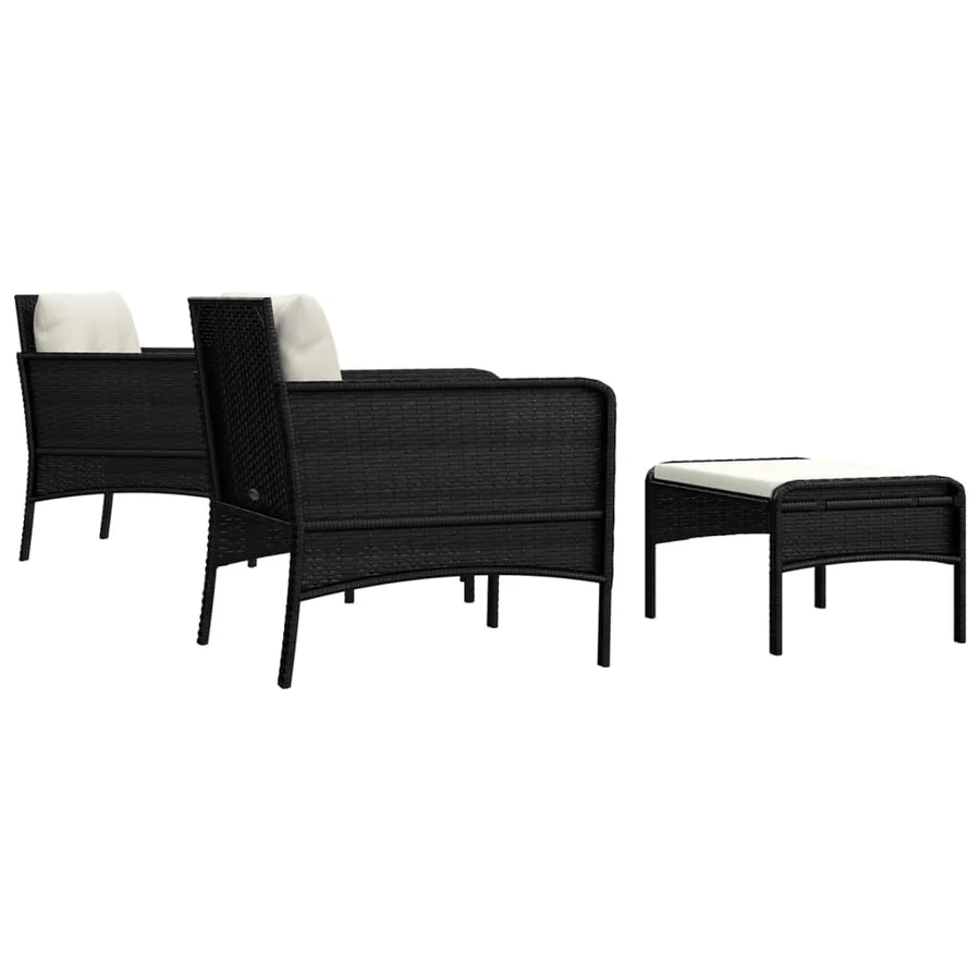 Salon de jardin 5 pcs avec coussins Noir Résine tressée - 5