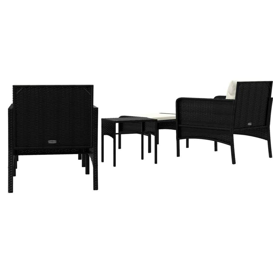 Salon de jardin 5 pcs avec coussins Noir Résine tressée - 6