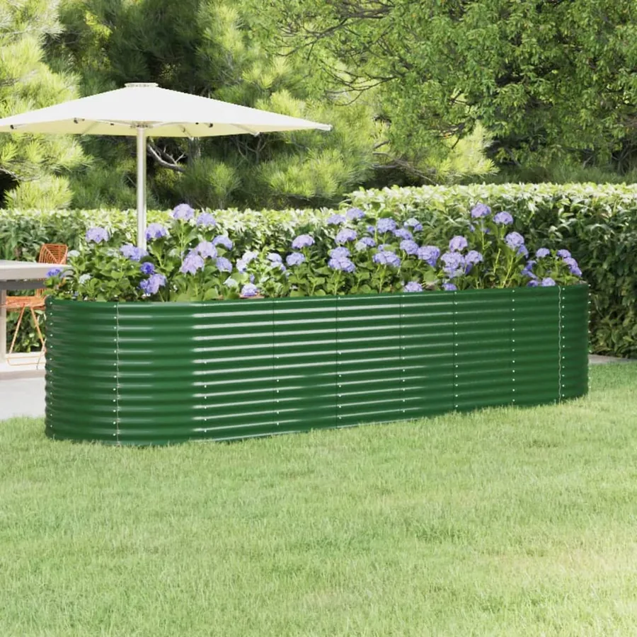 Lit surélevé de jardin Acier galvanisé 322x100x68cm Vert