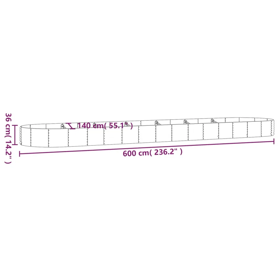 Lit surélevé de jardin Acier galvanisé 600x140x36cm gris - 6