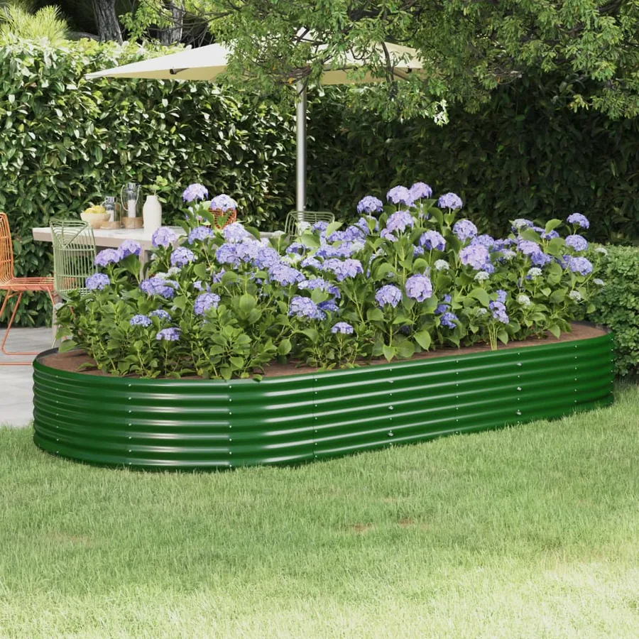 Lit surélevé de jardin Acier galvanisé 296x140x36cm Vert