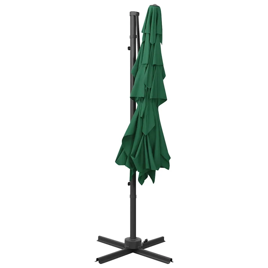 Parasol de jardin à 4 niveaux avec mât en aluminium vert - 5
