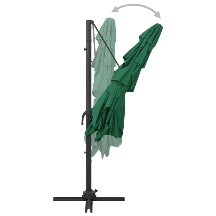 Parasol de jardin à 4 niveaux avec mât en aluminium vert - 6