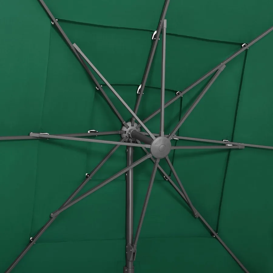 Parasol de jardin à 4 niveaux avec mât en aluminium vert - 7