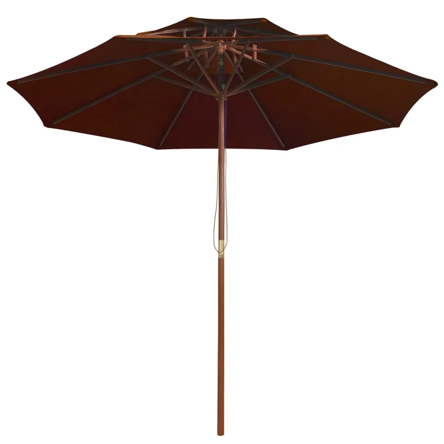 Parasol à deux étages avec mât en bois terre cuite 270 cm - 2