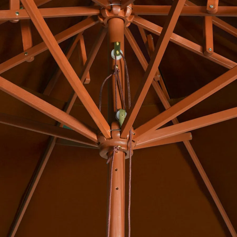 Parasol à deux étages avec mât en bois terre cuite 270 cm - 5