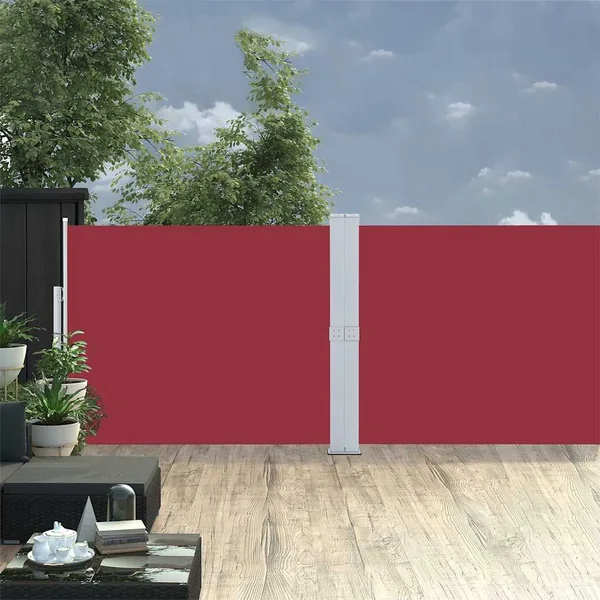 Auvent latéral rétractable de patio 140x1200 cm Rouge