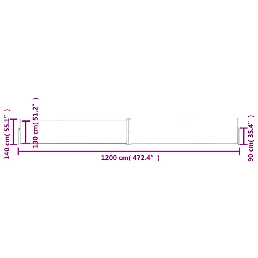 Auvent latéral rétractable de patio 140x1200 cm Marron - 12