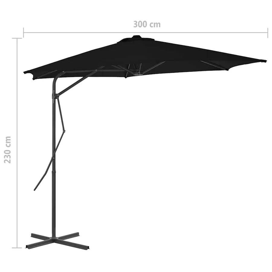 Parasol de jardin avec mât en acier noir 300x230 cm - 7