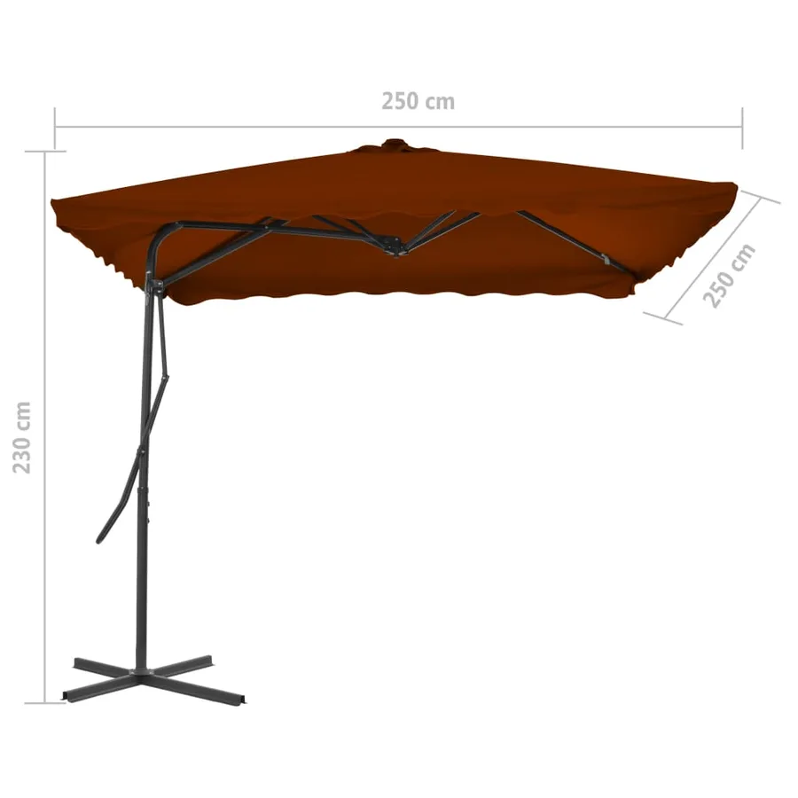 Parasol de jardin avec mât en acier terre cuite 250x250x230 cm - 6