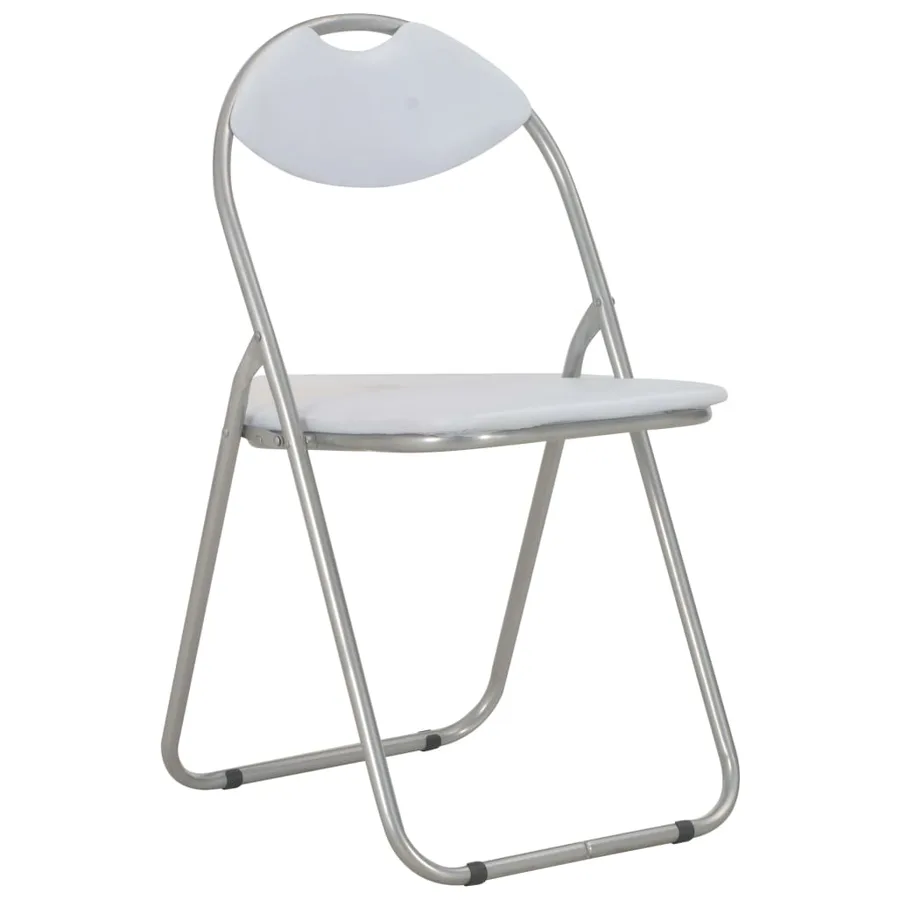 Chaises pliantes à manger lot de 2 blanc similicuir - 2