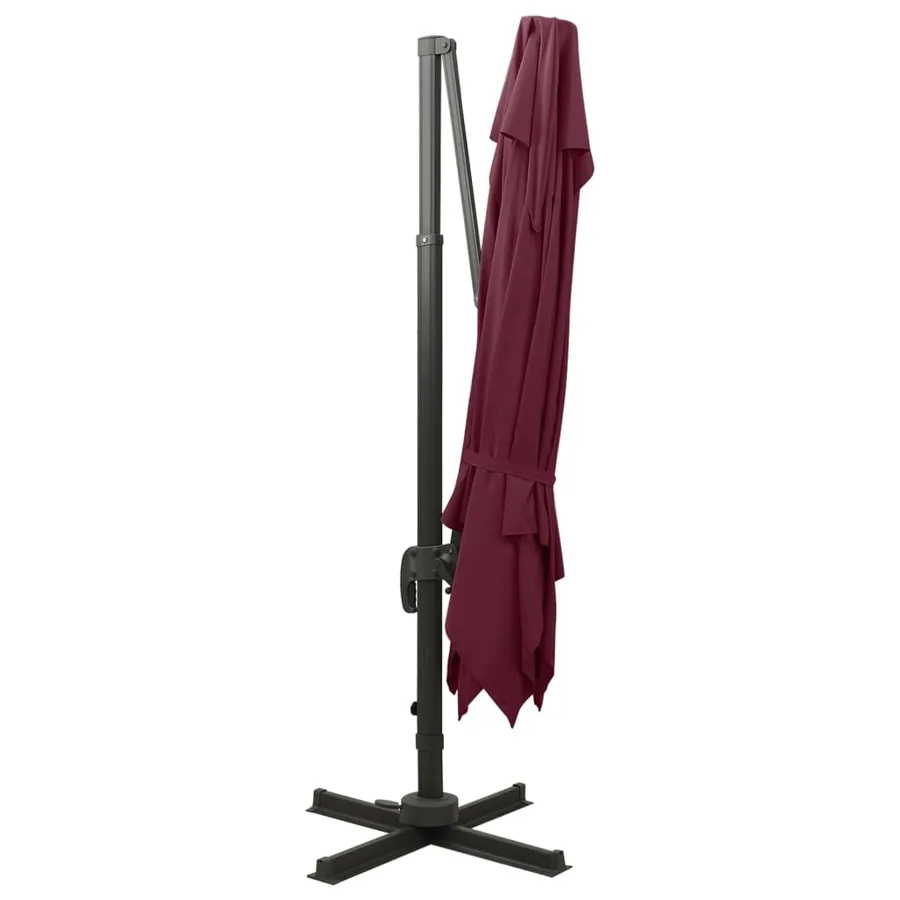 Parasol de jardin en porte-à-faux à double toit rouge bordeaux - 5