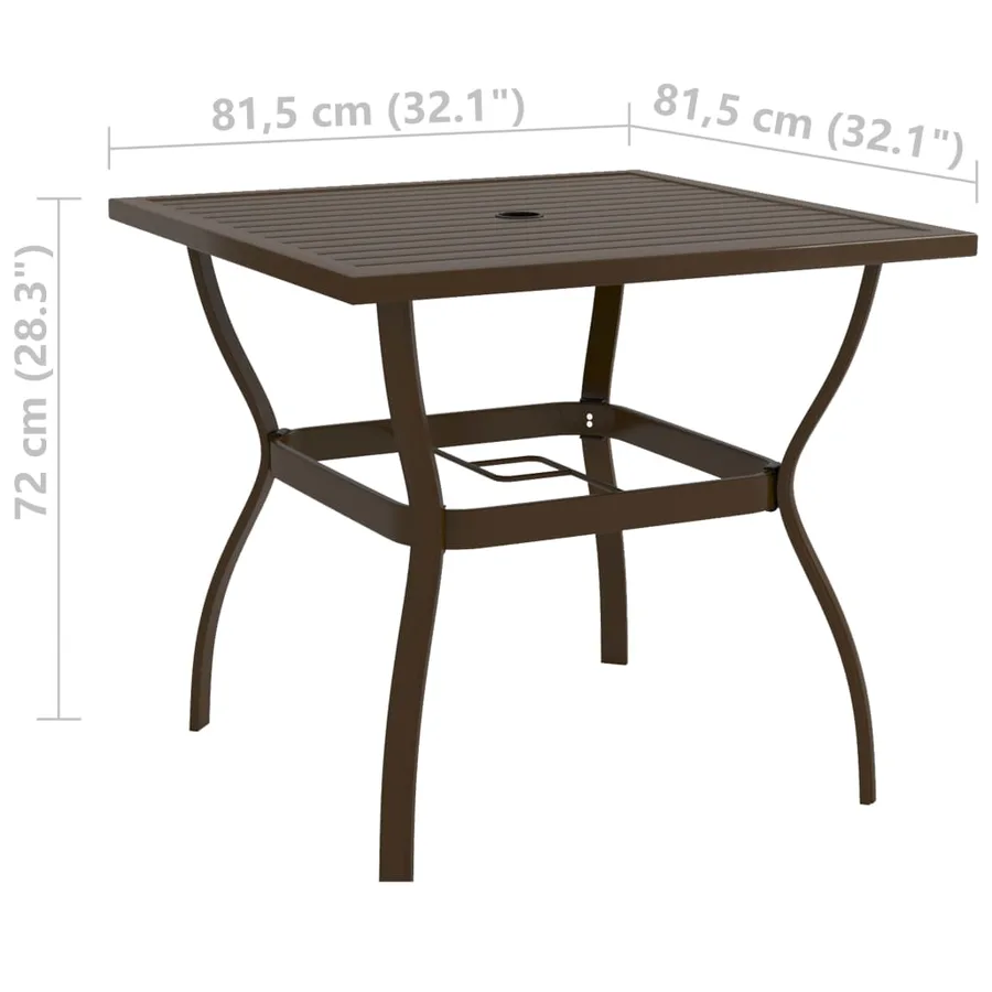 Table de jardin Marron 81,5x81,5x72 cm Acier - 5
