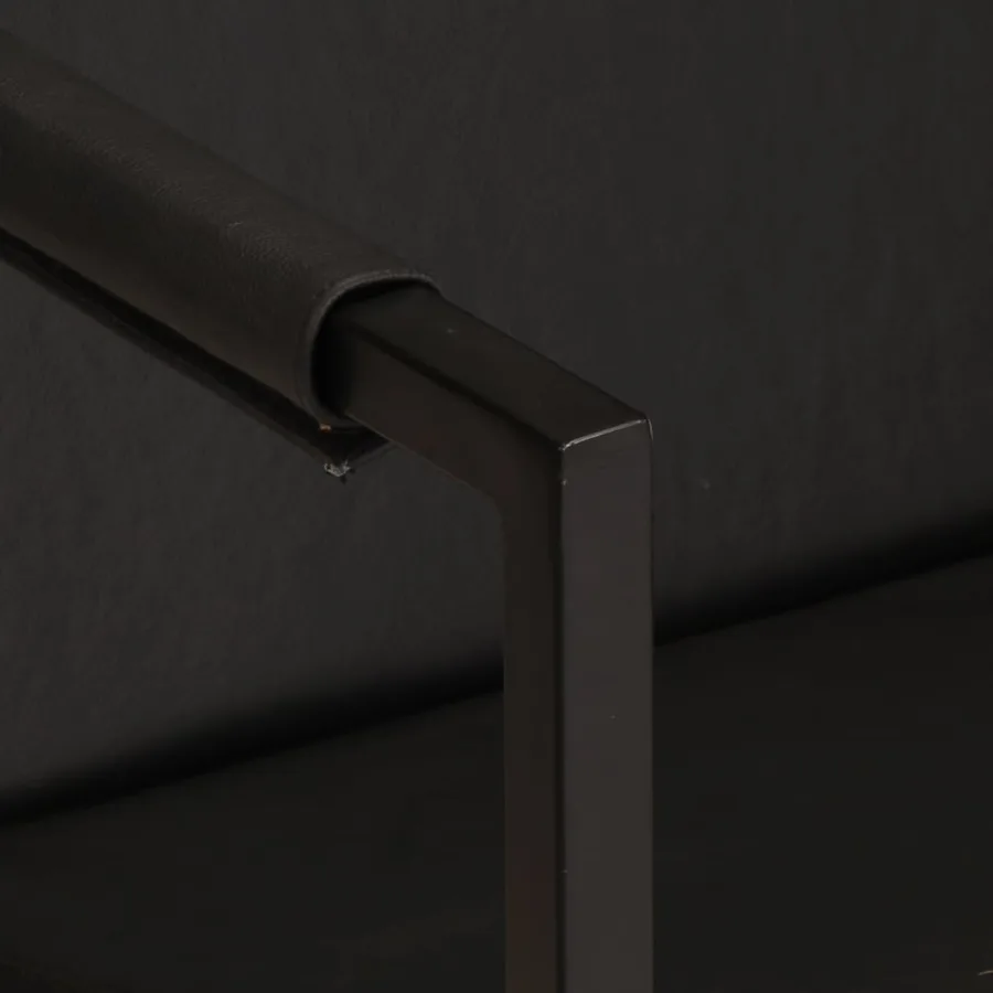 Fauteuil noir cuir véritable - 5