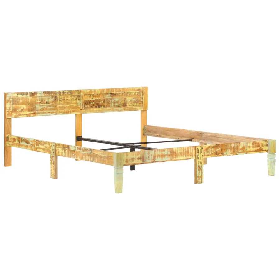 Cadre de lit sans matelas Bois de récupération massif 180x200cm - 10