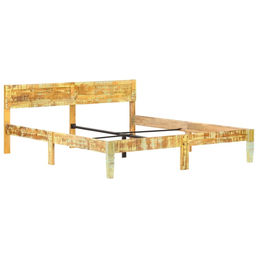 Cadre de lit sans matelas Bois de récupération massif 180x200cm - 12