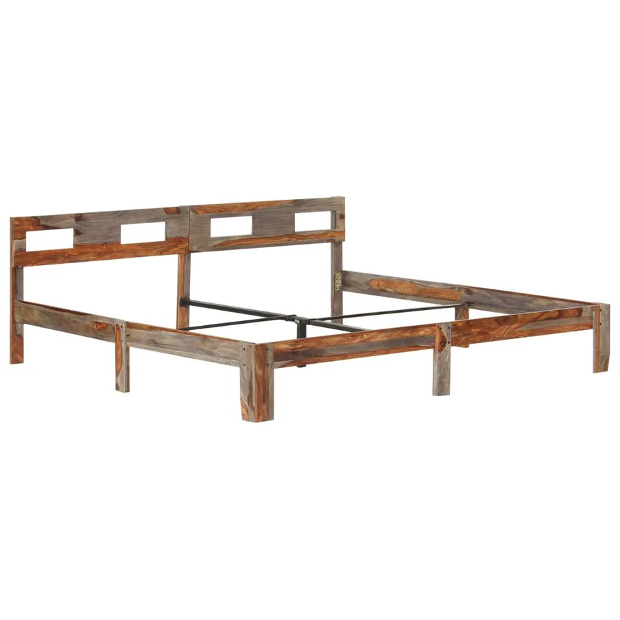 Cadre de lit sans matelas bois massif 200x200 cm - 10