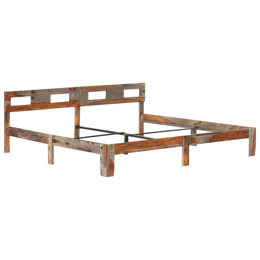 Cadre de lit sans matelas bois massif 200x200 cm - 11