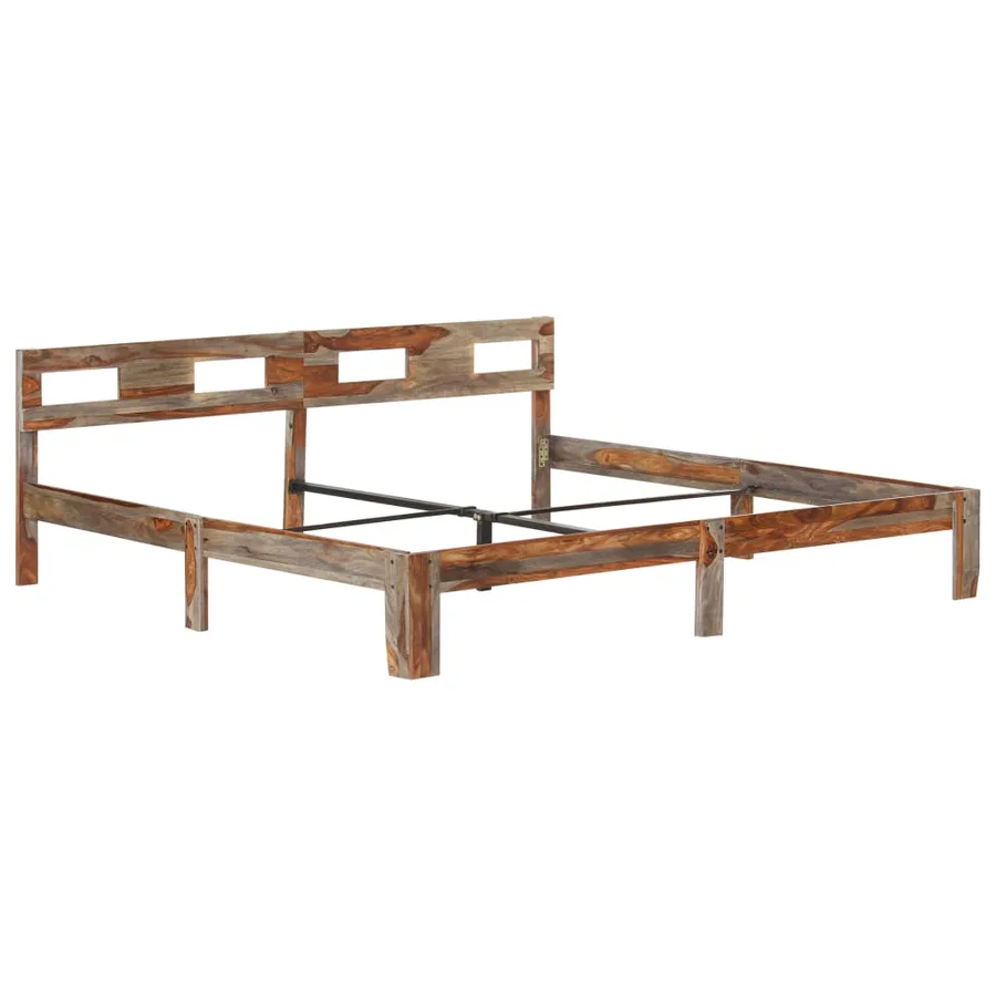 Cadre de lit sans matelas bois massif 200x200 cm - 12
