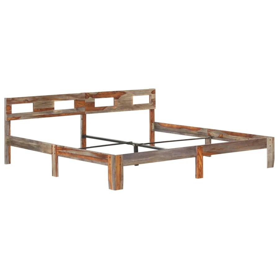 Cadre de lit sans matelas bois massif 200x200 cm - 2