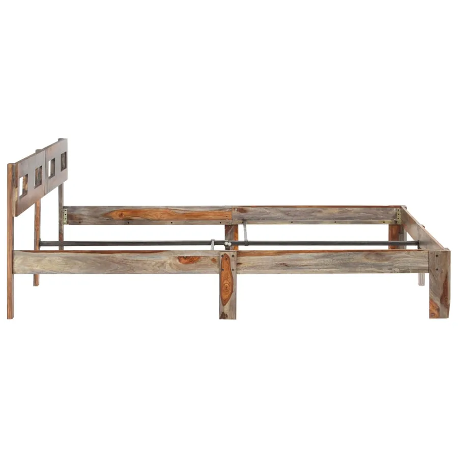 Cadre de lit sans matelas bois massif 200x200 cm - 4