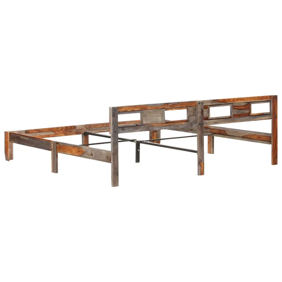 Cadre de lit sans matelas bois massif 200x200 cm - 5