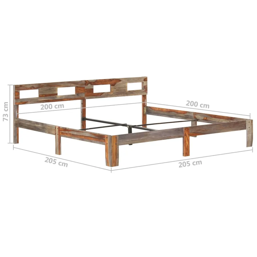 Cadre de lit sans matelas bois massif 200x200 cm - 8