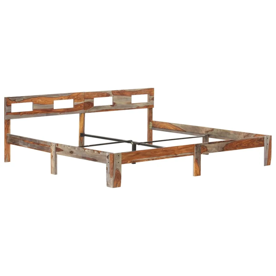 Cadre de lit sans matelas bois massif 200x200 cm - 9