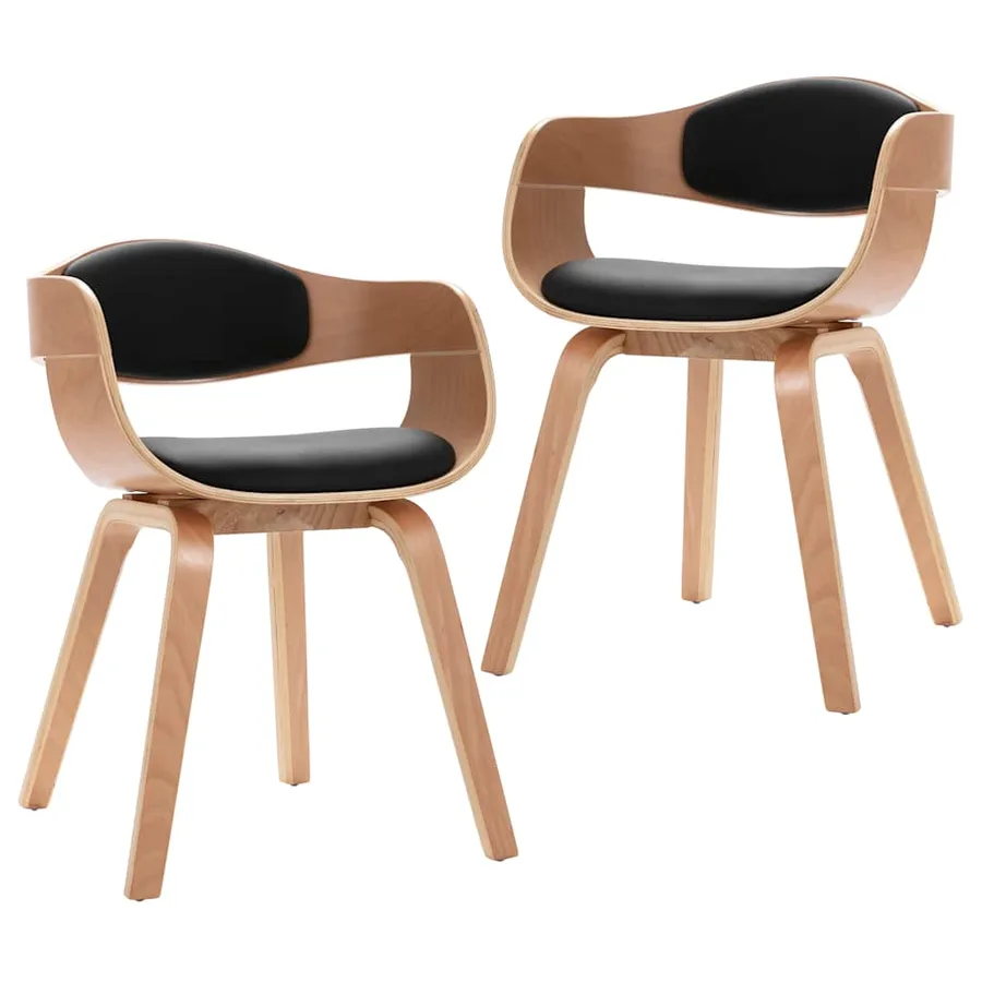 Chaises à manger lot de 2 bois courbé et similicuir - 2