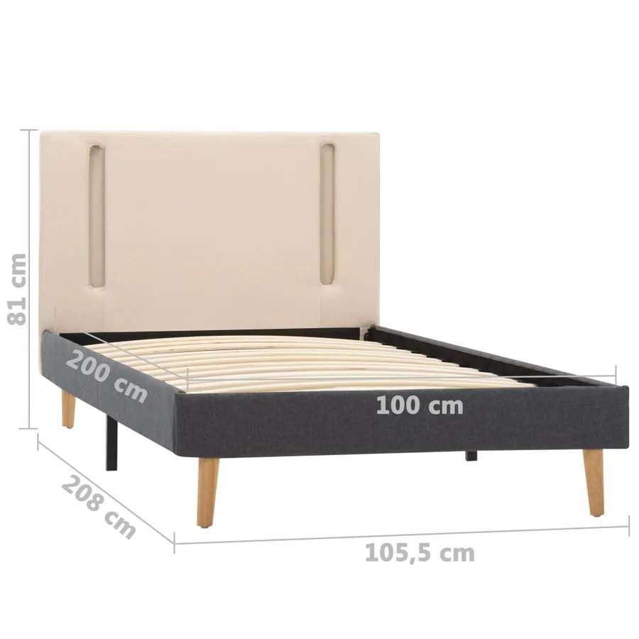 Cadre de lit avec LED Crème et gris foncé Tissu 100 x 200 cm - 10
