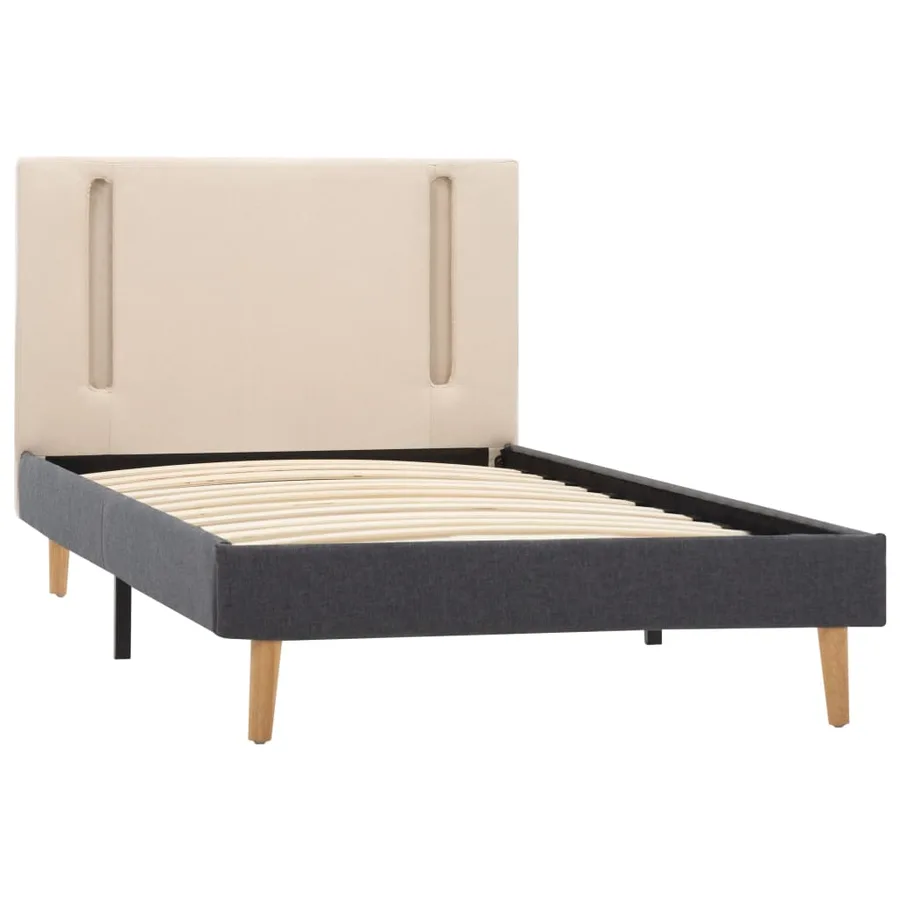 Cadre de lit avec LED Crème et gris foncé Tissu 100 x 200 cm - 2