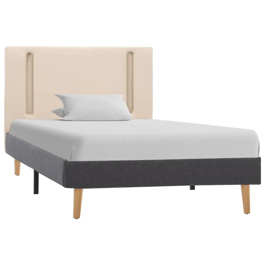 Cadre de lit avec LED Crème et gris foncé Tissu 100 x 200 cm - 3