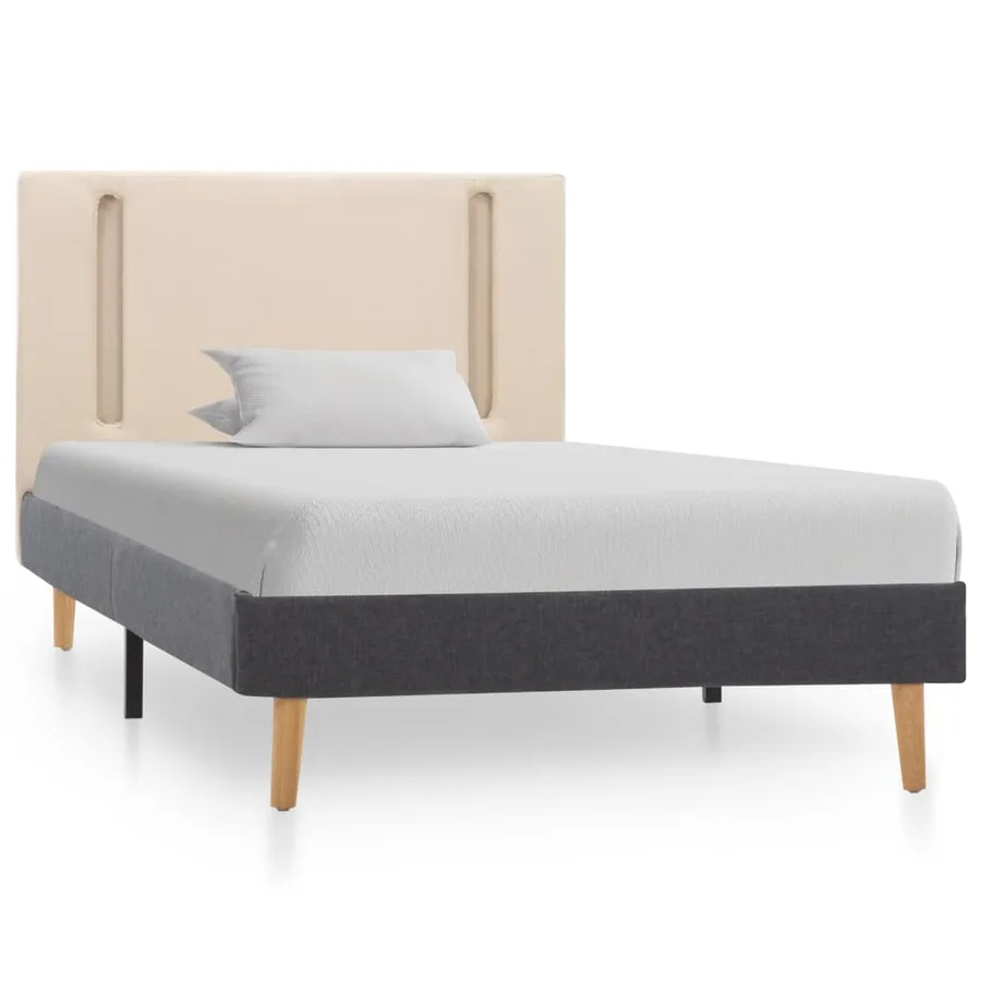 Cadre de lit avec LED Crème et gris foncé Tissu 100 x 200 cm - 4