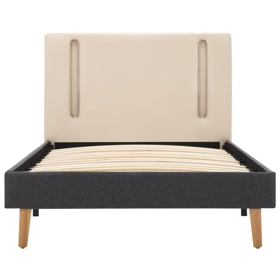 Cadre de lit avec LED Crème et gris foncé Tissu 100 x 200 cm - 5
