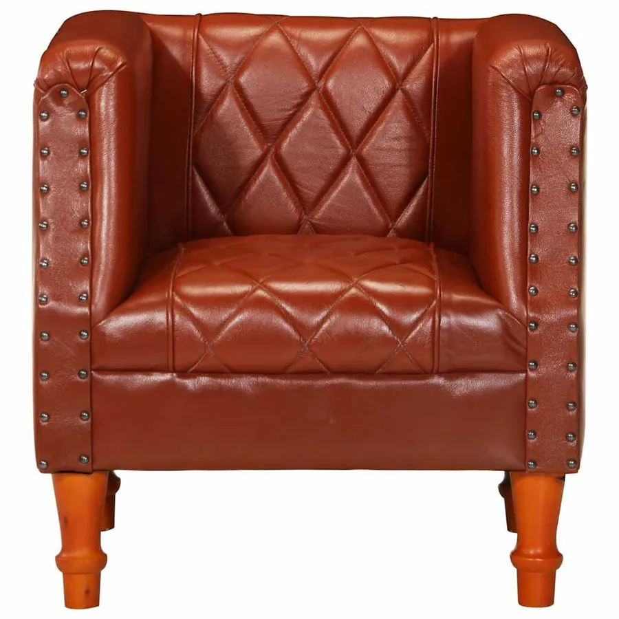 Chaise cabriolet marron Cuir véritable de chèvre - 2