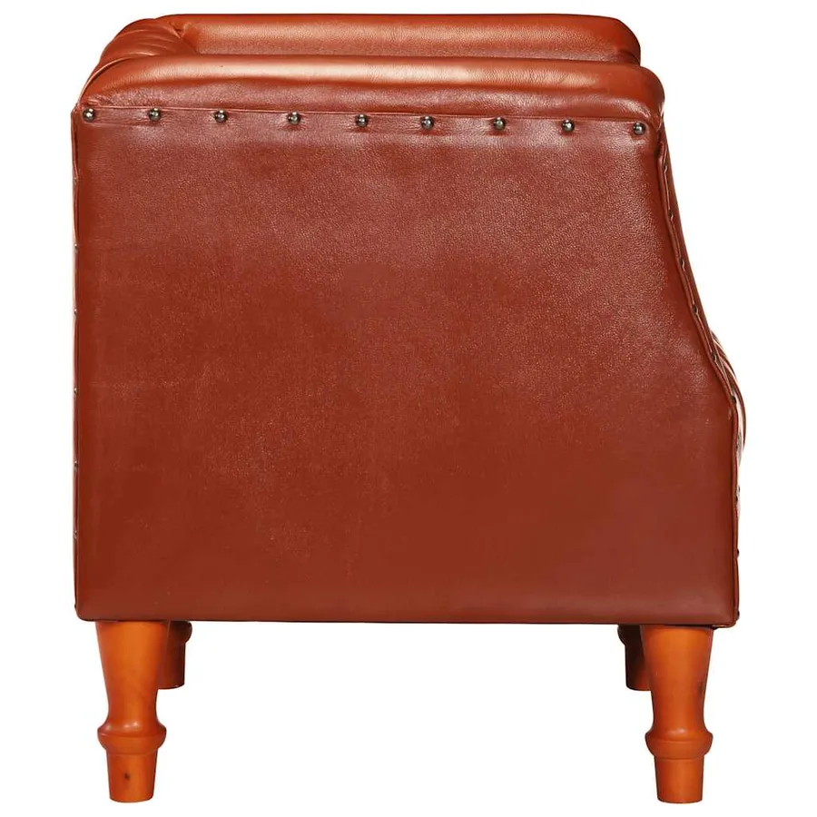 Chaise cabriolet marron Cuir véritable de chèvre - 3