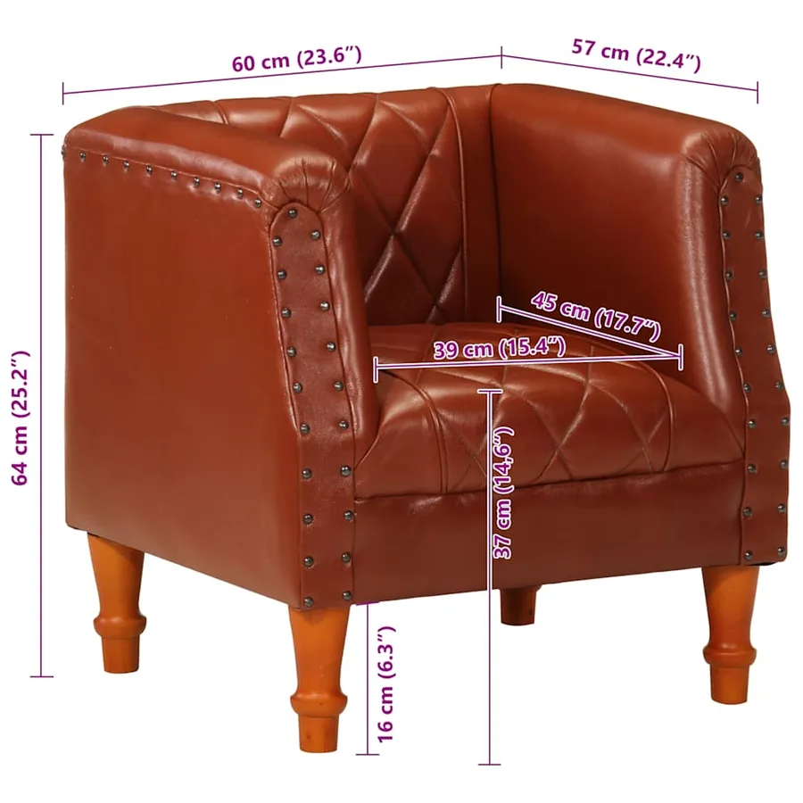 Chaise cabriolet marron Cuir véritable de chèvre - 9