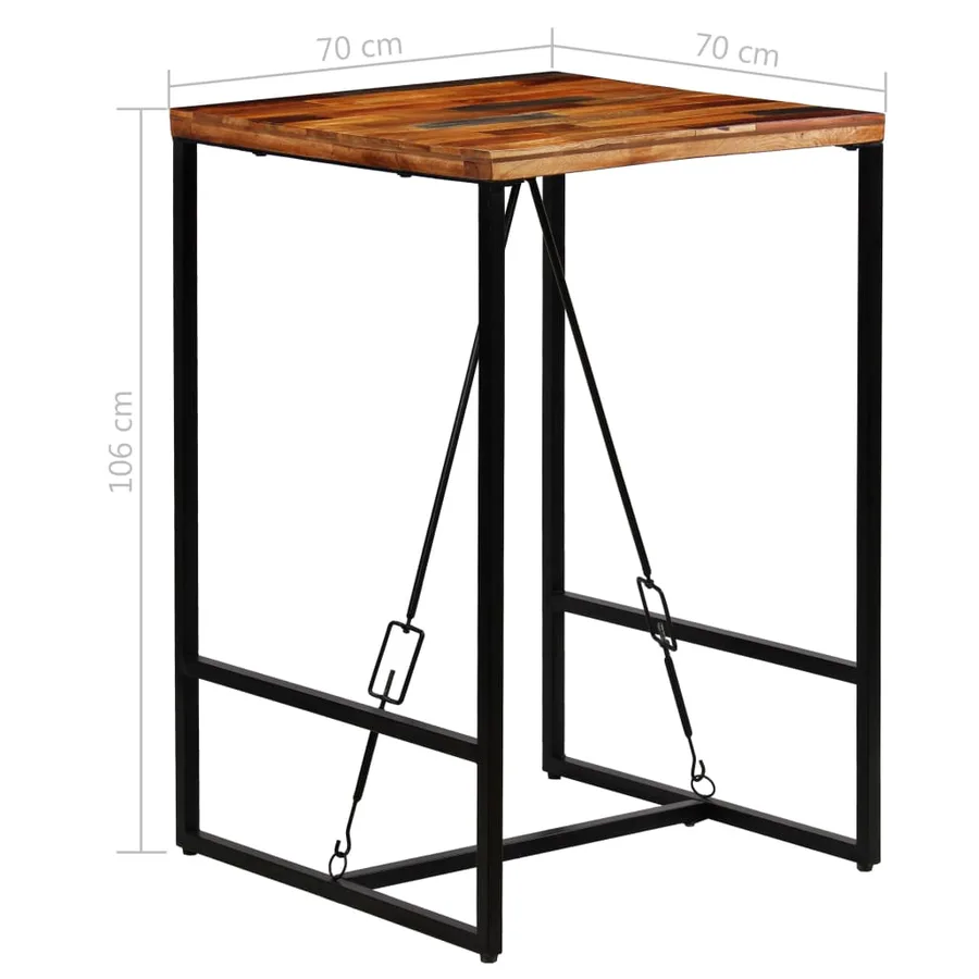 Ensemble de bar 3 pcs Bois massif recyclé et cuir de chèvre - 15