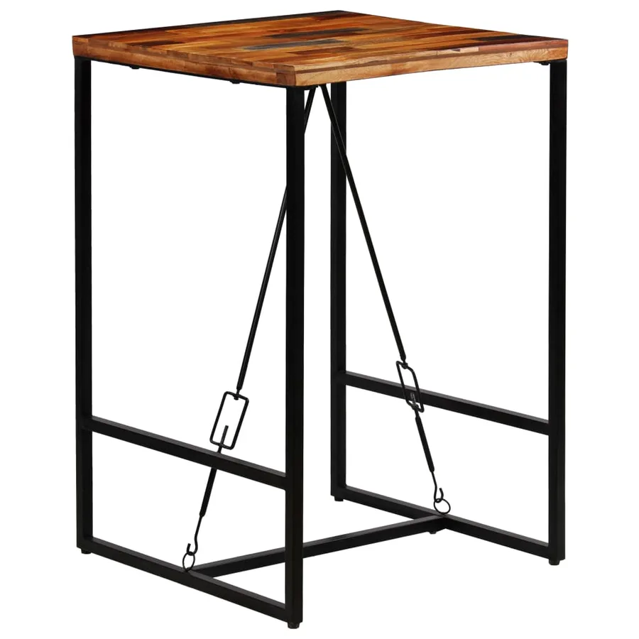 Ensemble de bar 3 pcs Bois massif recyclé et cuir de chèvre - 4