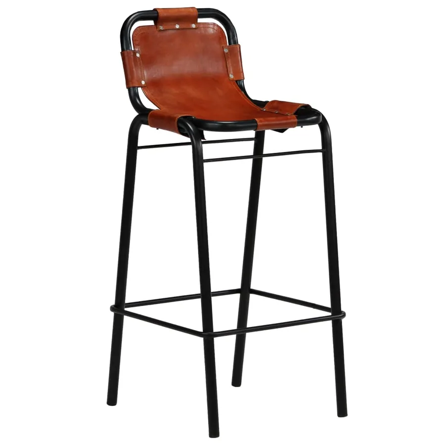 Ensemble de bar 3 pcs Bois massif recyclé et cuir de chèvre - 6