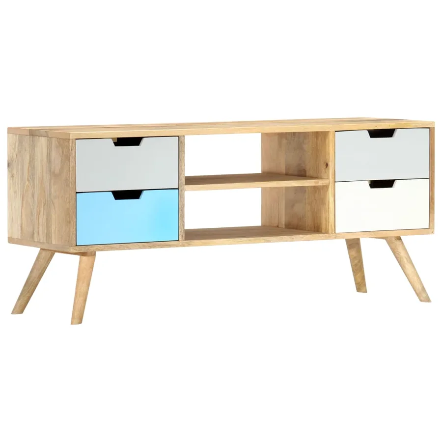 Meuble TV 110x35x48 cm Bois de manguier massif - 10