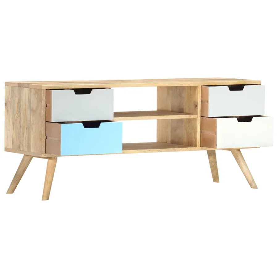 Meuble TV 110x35x48 cm Bois de manguier massif - 2