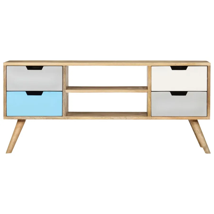 Meuble TV 110x35x48 cm Bois de manguier massif - 3