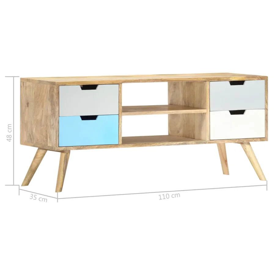 Meuble TV 110x35x48 cm Bois de manguier massif - 6
