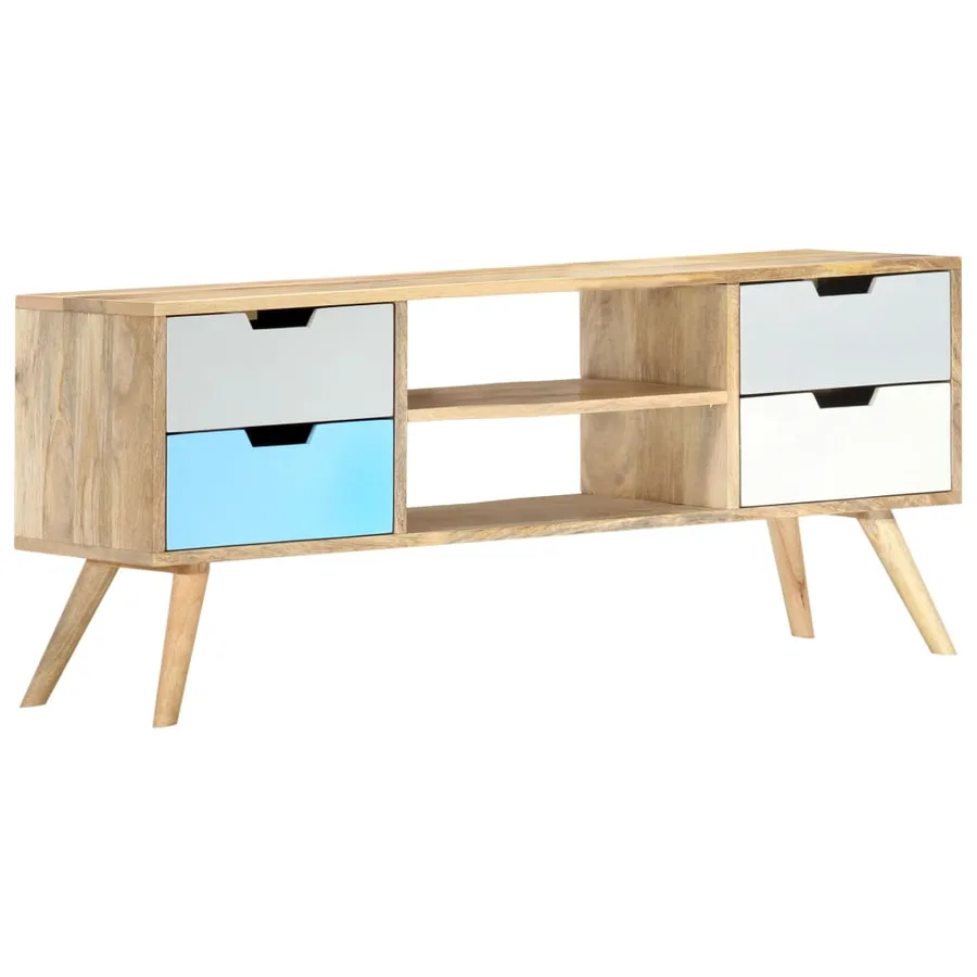 Meuble TV 110x35x48 cm Bois de manguier massif - 8