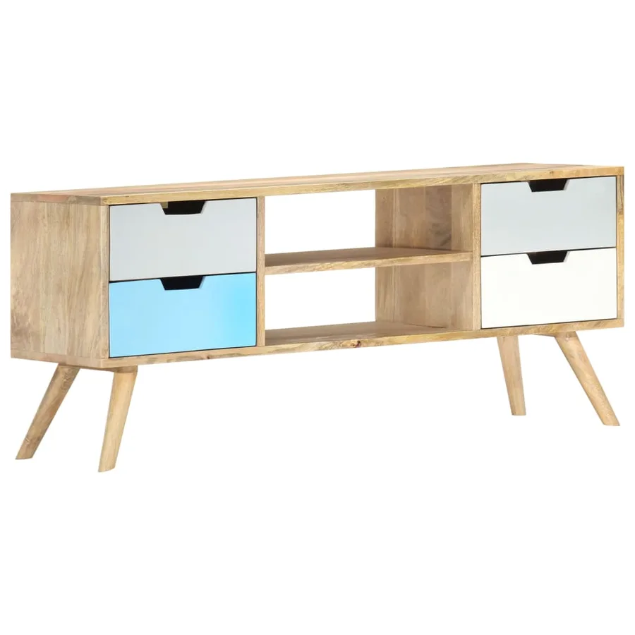 Meuble TV 110x35x48 cm Bois de manguier massif - 9
