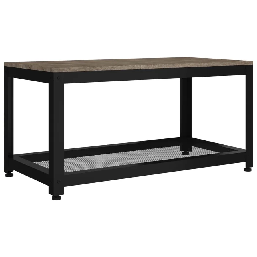 Table basse Gris et noir 90x45x45 cm MDF et fer - 2