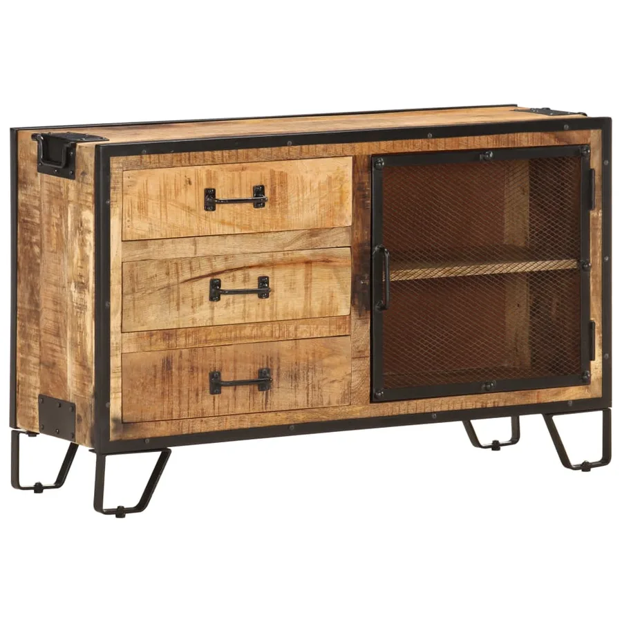 Buffet 100x31x60 cm Bois de manguier massif brut - 11