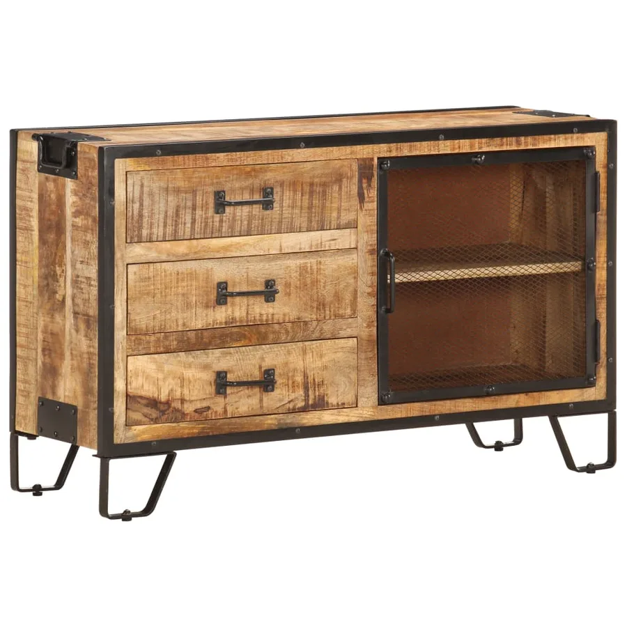 Buffet 100x31x60 cm Bois de manguier massif brut - 12